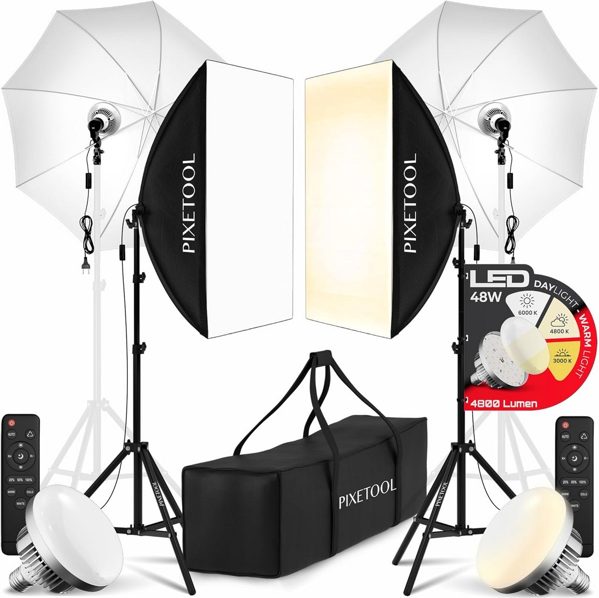 Complete Softbox Studiolampen Set met Schermen en Verstelbare Statieven