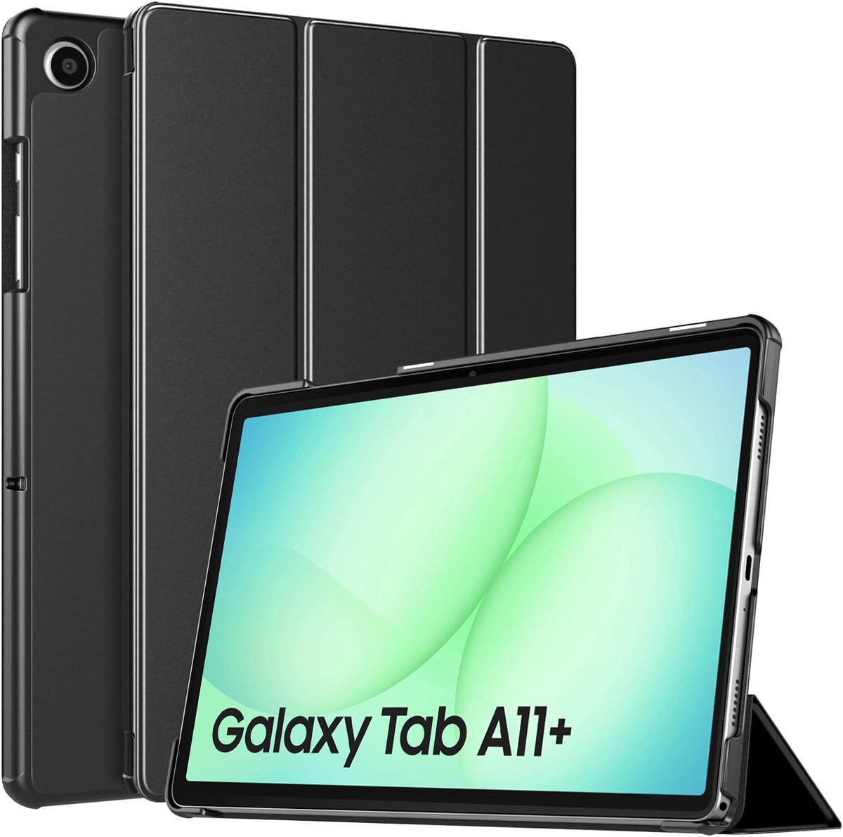 Hoes geschikt voor Samsung Galaxy Tab A11 Plus - Arara Trifold Bookcase TabletHoes - Zwart