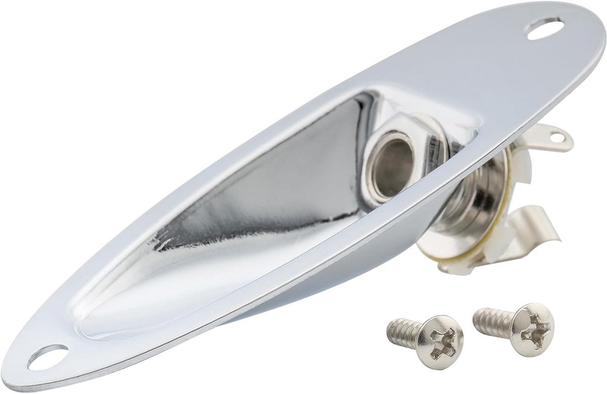 Gitaar Jack Plaat voor Strat Stijl Elektrische Gitaar - Chroom Output Socket Cover