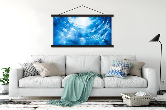 Porte-affiche avec affiche - Affiche scolaire - Water - Soleil - Mer - 150x75 cm - Lattes noires
