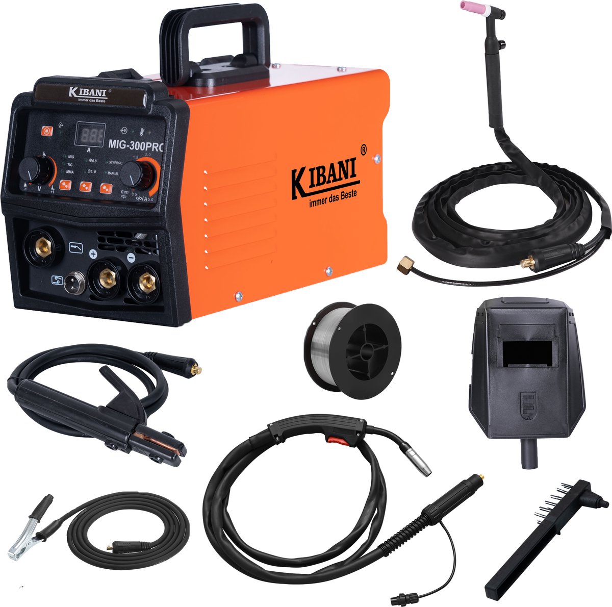 Kibani Lasapparaat MIG-300PRO - Incl. Extra Lastoorts Lift-TIG - IGBT-Inverter-Technologie - Semi-Automatische Omvormer - Lasapparaat Elektrisch - MIG - MMA - TIG