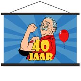 Porte-affiche avec affiche - Affiche scolaire - Homme - Anniversaire - 40 ans - 60x40 cm - Lattes noires