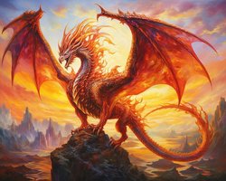 Schilderen Naar Nummer Voor Volwassenen - Draak Op Een Klif In Zonsondergang - Digitale Acryl Olieverf Kits