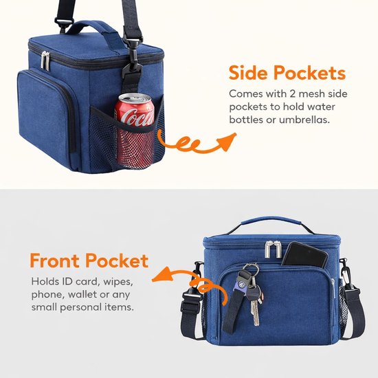 BOTC Koeltas - Lunchtas - Koeltasje - 13L - 30x19x23cm- Lunchtas voor Dames en Heren - Maat L - Blauw van Merkloos — afbeelding 2
