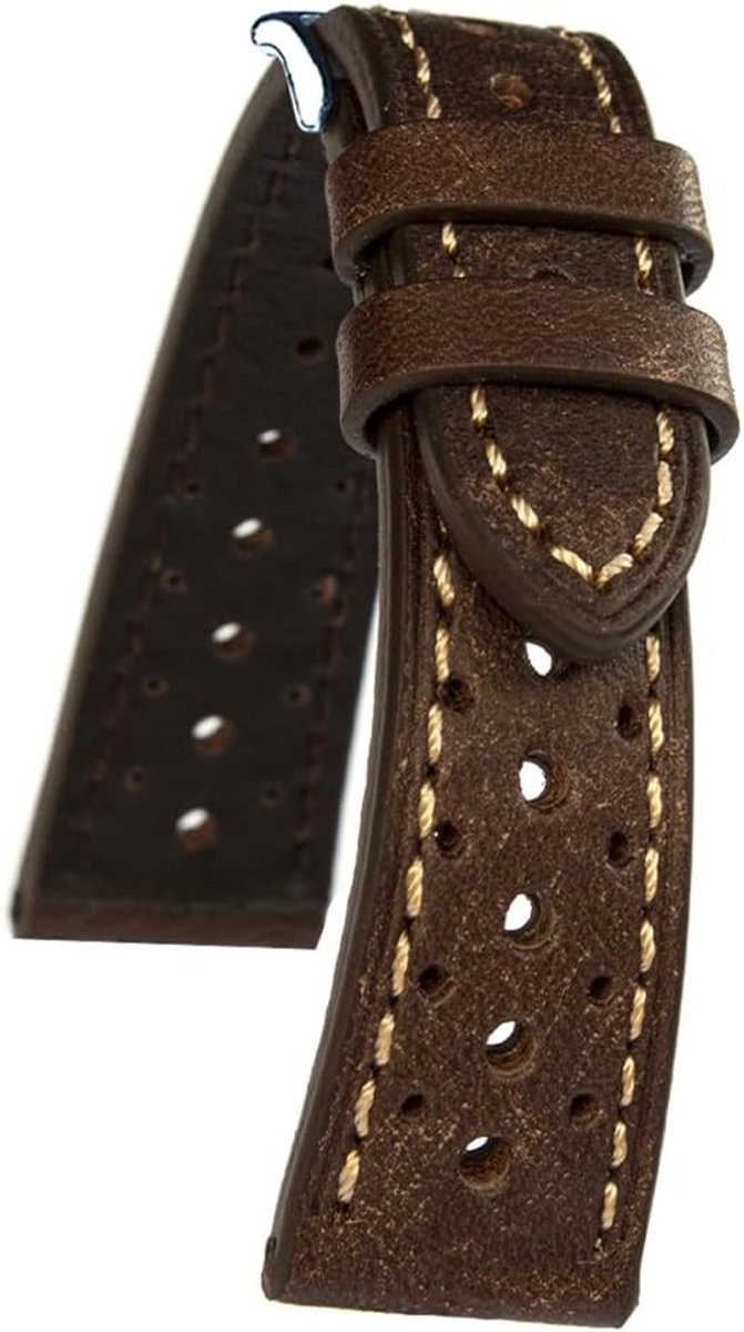 Leren Rallye Horlogeband Geperforeerd voor Heren in Diverse Maten en Kleuren
