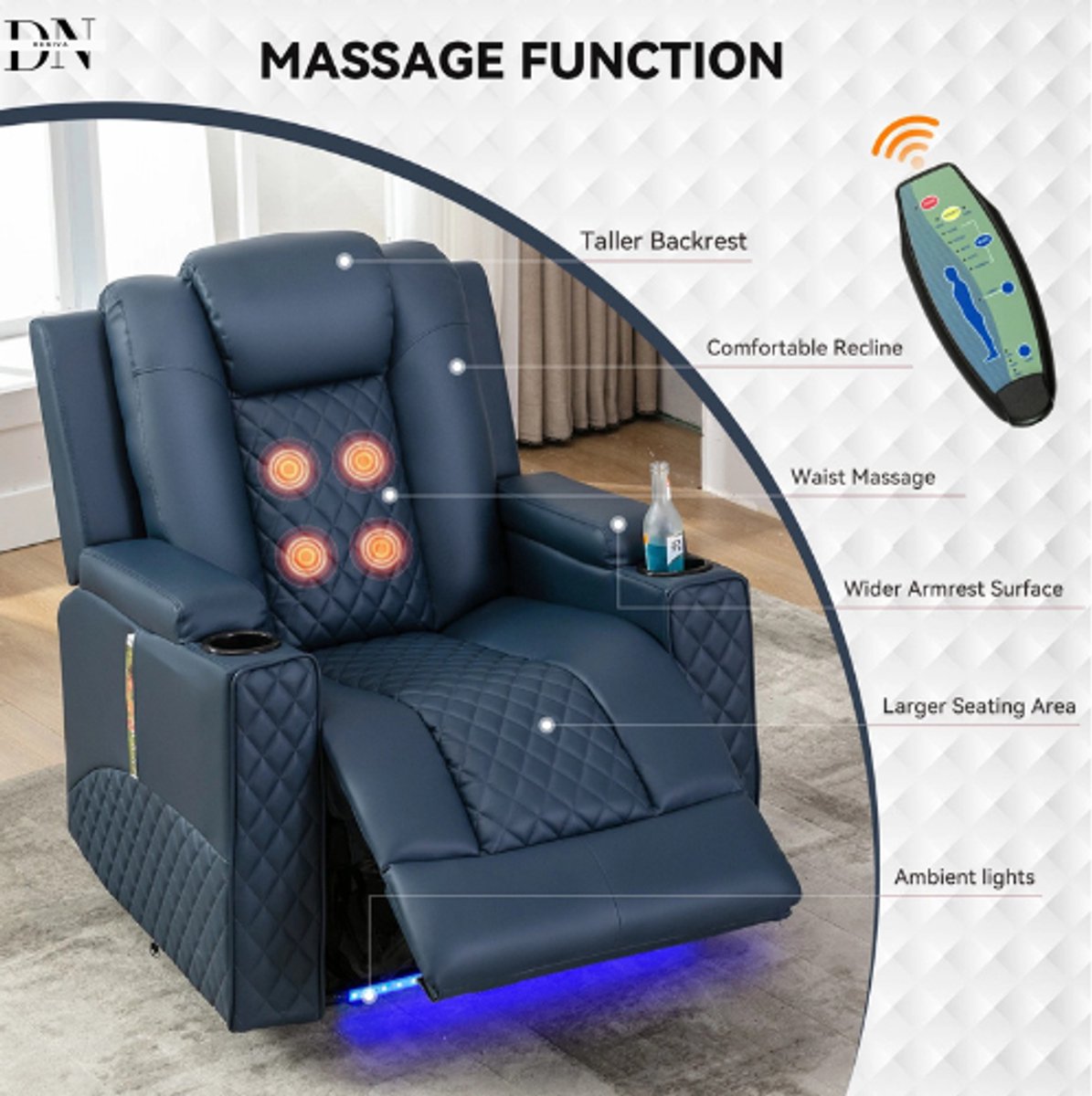 Deniva Massage Stoel Elektrisch - Inklapbaar Leer - afbeelding 3