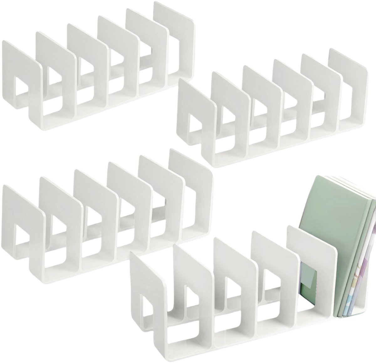 Unyqoos Set van vier elegante acryl boekhouders voor efficiënt gebruik van ruimte wit