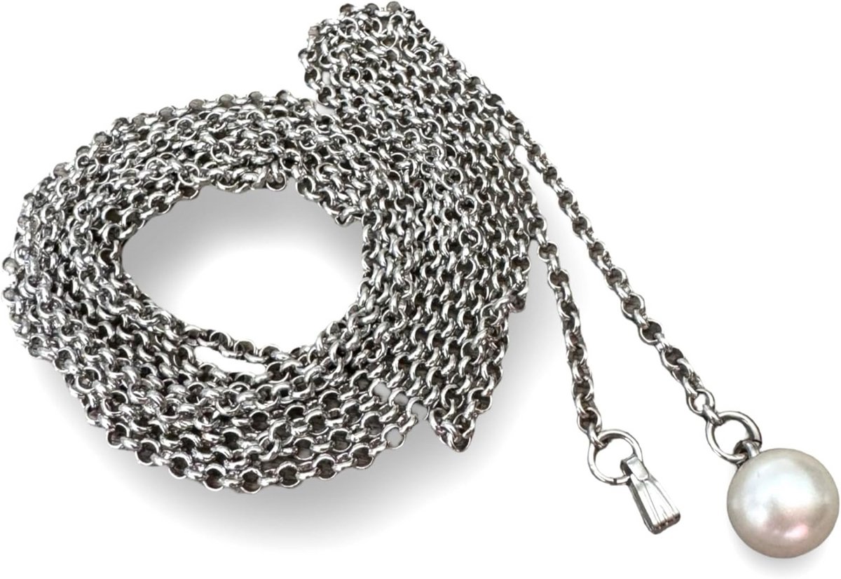 Korsetketting voor Dirndl - Smalle Metalen Jasseronketting met Parel, 1,5 Meter