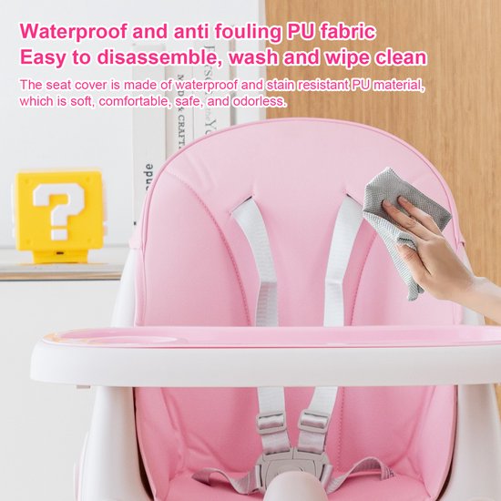Baby Eetstoel - Kinderstoel - Babytafelstoel - Opvouwbare Eetstoel - Multifunctionele Babystoel Voor Aan Tafel - Dubbele Plaat - Waterdicht - Kinderzetel - Paars van Deryan — afbeelding 5