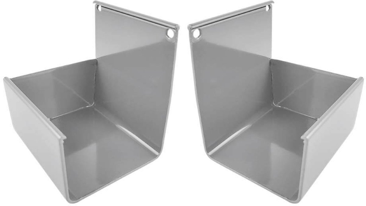 Renoplast® RK65 aluminium gootvoeten gooteinden links + rechts, Grijs, dakgoot regenwatergoot dakdrainage plaatmetaal profielen, tuinhuis carport terras balkon insteekgoot, dakgoot