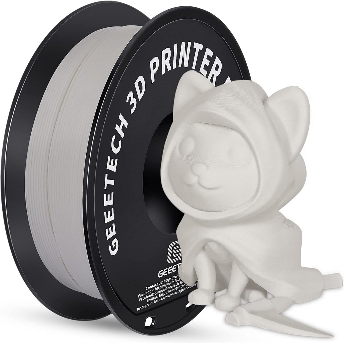 Mat PLA Filament 1,75 mm voor 3D-printers - 1 kg Spoel in Nieuw Wit