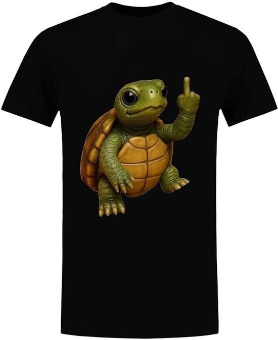 Schildpad Middelvinger Heren T-shirt - Middel vinger - Cartoon - Humor - Shirt