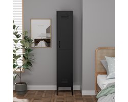 Lendo Online Lockerkast - Kledingkast - Kast met hanggedeelte - Opbergkast - Industriële kast met verstelbare planken - Archiefkast - Kantoorkast - Kluisje - 35x50x180 cm (LxBxH) - Gepoedercoat staal - Metaal - Zwart