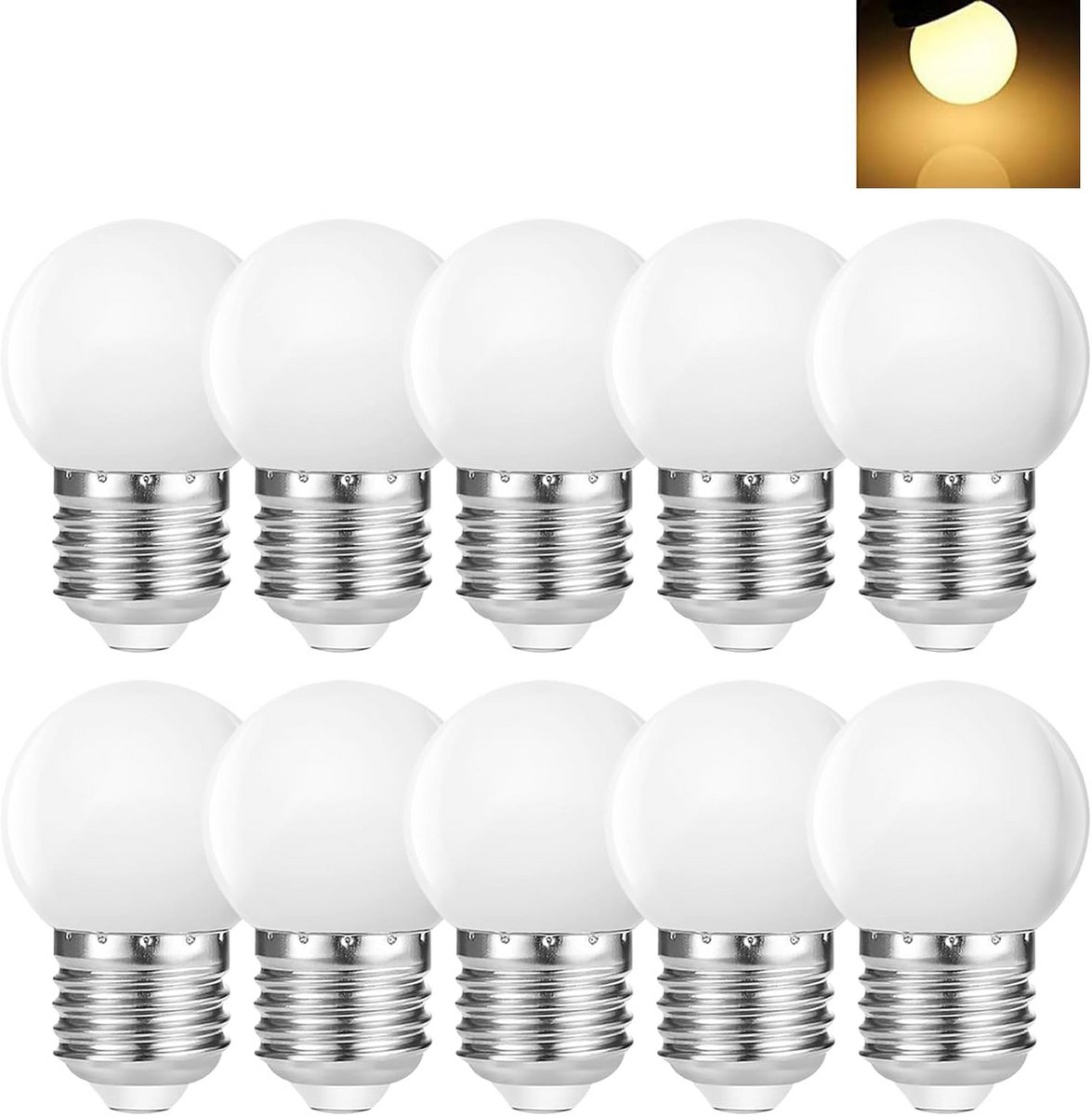 10x E27 LED Lamp 1W Warm Wit - Kleine Gloeilamp Decoratie Verlichting 220V