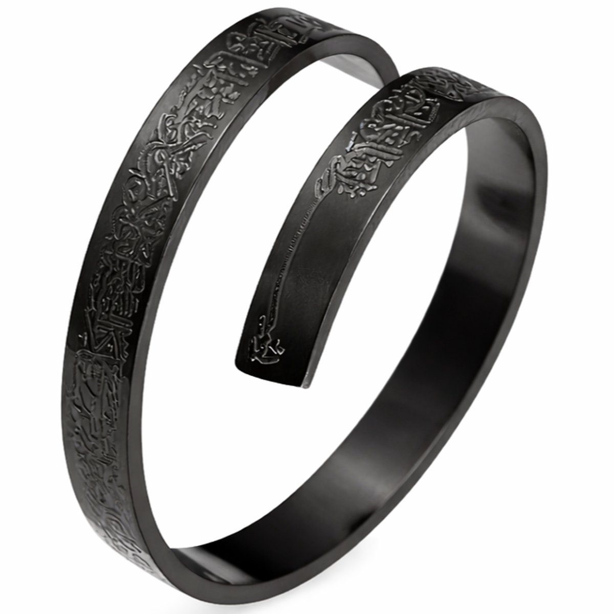 Baraka Treasures Ayatul Kursi Ring - Gegraveerde Ring - Verstelbare Ring - RVS Ring - Islam Cadeau - Ramadan Cadeau - Zwart