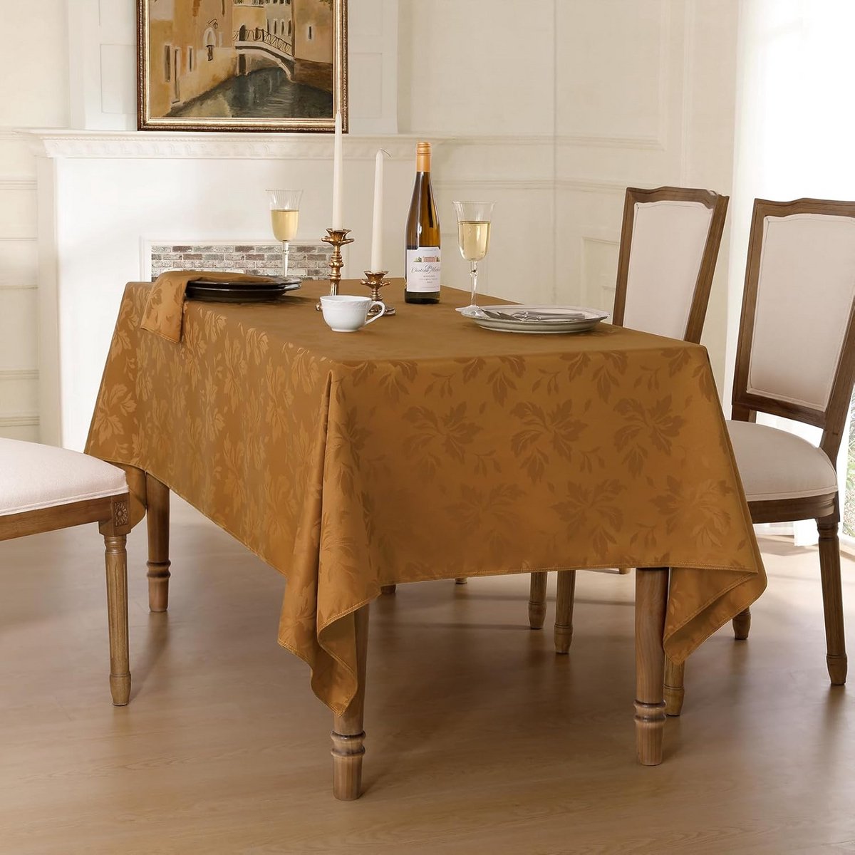 Rechthoekig Tafelkleed Jacquard Voor 8-12 Personen Vlekbestendig 320x140cm