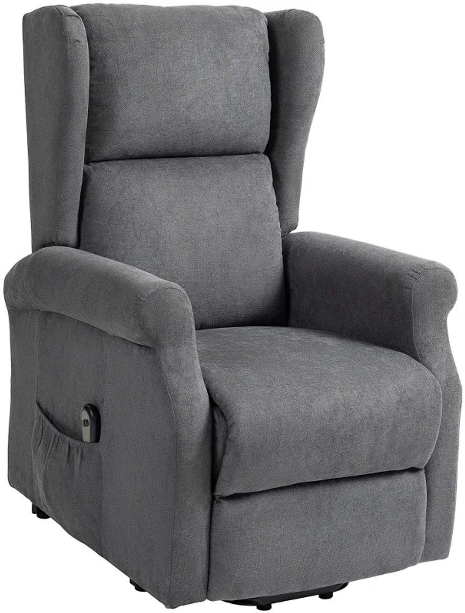 ZYLARO Elektrische Relaxfauteuil met Liftfunctie - Ligstoel - Kantelbaar tot 135° - Verstelbare Rugleuning - tot 200 kg - met Afstandsbediening, Voetensteun - Relaxstoel - TV Stoel - Linnenstof - Donkergrijs