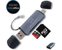 Altoura® 5-in-1 SD Kaart Lezer – 5 Gbps Kaartlezer – iPhone & iPad – SD / Micro SD / TF Card Reader – Geschikt voor Macbook / Windows / Telefoon & Tablet – Inclusief USB C naar Lightning converter