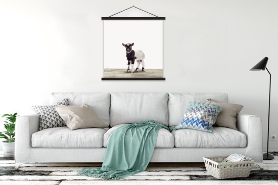 Porte-affiche avec affiche - Affiche scolaire - Chèvre - Animaux - Enfants - Garçons - Filles - 120x120 cm - Lattes noires