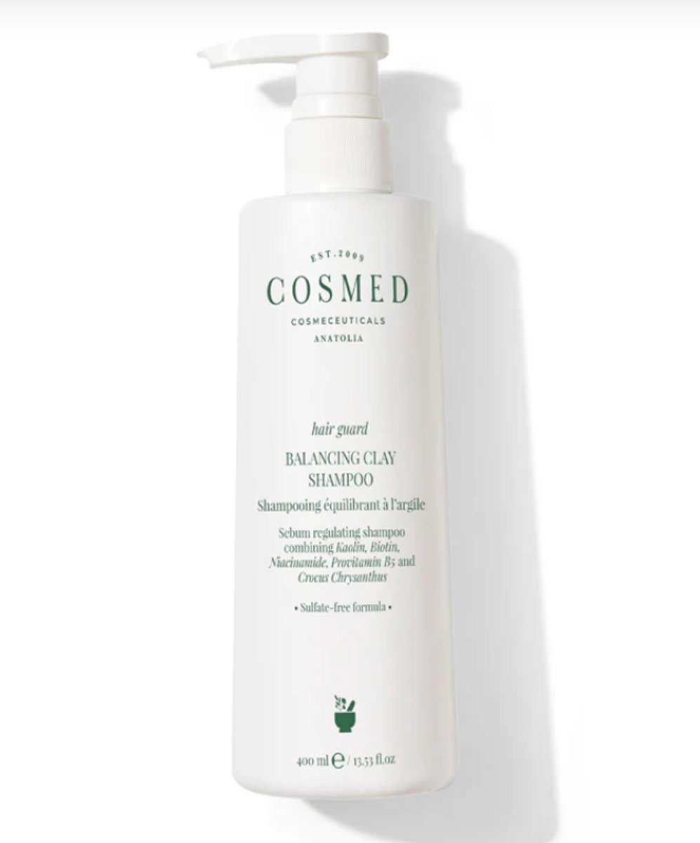 Cosmed Shampoo Vet Haar en Gevoelige Hoofdhuid 400ml – Sulfaatvrije Natuurlijke Shampoo Met Kaolienklei en SEBOREDUCTYL – Reguleert Talg, Verwijdert Stylingresten, Vegan