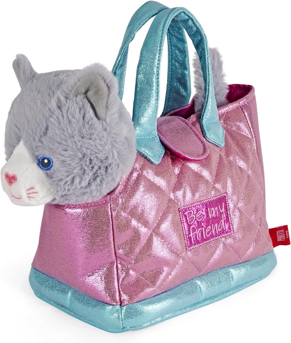 Meisjes Handtas met Verwijderbaar Pluche Speelgoed voor Peuters 3-6 Jaar - Zachte Rugzak met Schattige Dieren in Roze en Blauw - 30x15x20cm