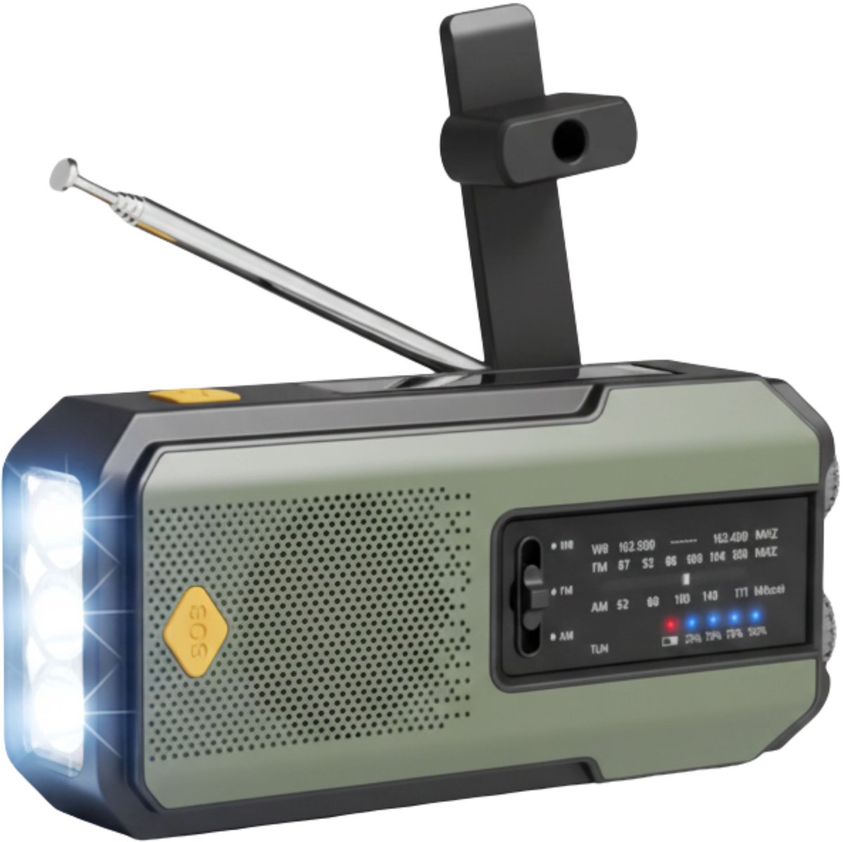 Nextora Noodradio - Noodradio Solar Opwindbaar - Powerbank Zonneenergie - Noodradio Opwindbaar en Batterij - Groen