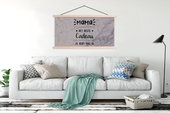 Porte-affiche avec affiche - Affiche scolaire - Proverbes - Citations - Maman tu nous as déjà - Maman - 150x75 cm - lattes vierges