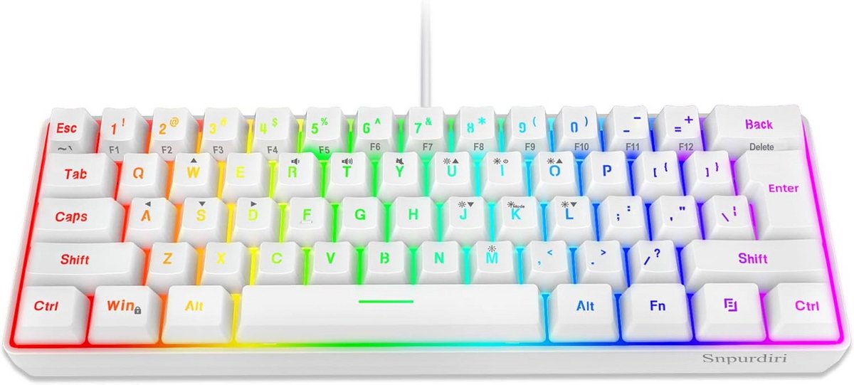 60% Gaming Toetsenbord met RGB Achtergrondverlichting en Polssteun - Ultra-compact Mini Toetsenbord voor PC en Gamer