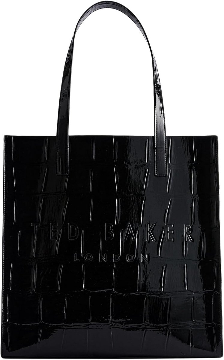 Grote Imitatie Croco Schoudertas Dames - Stijlvolle Tote Bag Zwart