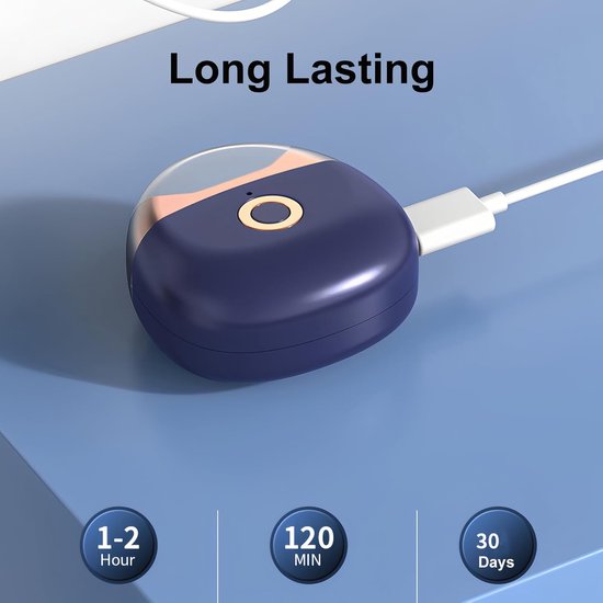 Mini elektrische nagelknipper, voorzien van een lichtgewicht, geluidsarme, veilige oplaadbare nagelslijper met twee snelheden en roestvrijstalen mesjes, geschikt voor oudere kinderen om thuis te gebruiken (blauw). — afbeelding 3
