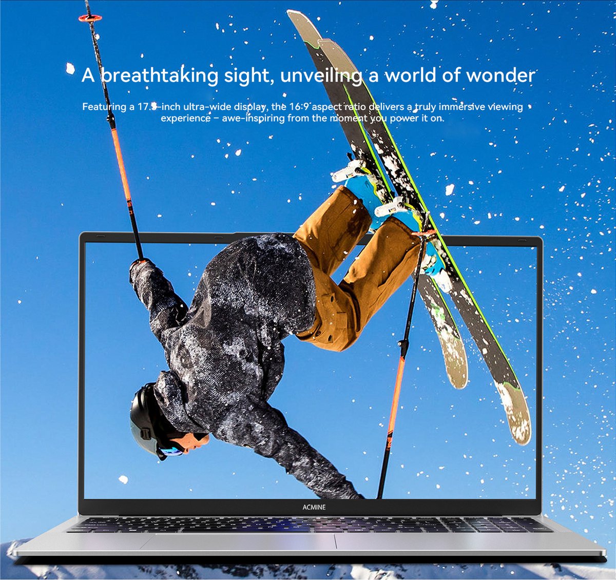 Acmine 17.3 inch IPS Full HD Laptop - lntel N150 - 16GB DDR4 RAM - 1 TB SSD - Windows 11 Pro - WiFi - BT5.0 - Grijs thumbnail 2