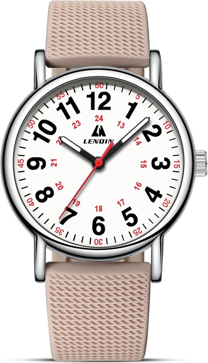 Verpleegkundigenhorloge RVS met 24-uurs aanduiding | Analoge Quartz Clip-on voor Medisch Personeel en Studenten