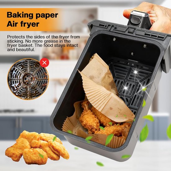 Airfryer bakpapier 100 stuks airfryer bakjes voor heteluchtfriteuse 20 x 20 cm · 4,5 cm bruin