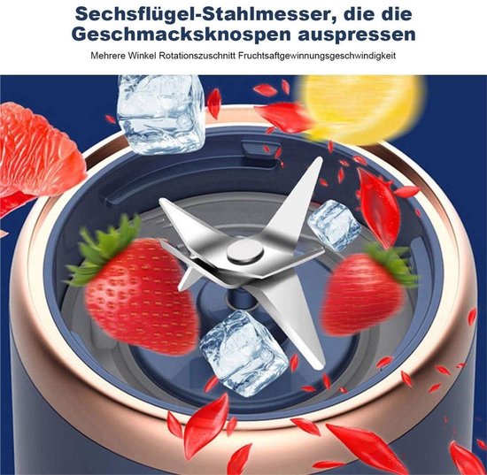 Draagbare milkshake-maker met 6 messen, werkt op USB-voeding, voor het maken van milkshakes en smoothies. — afbeelding 2