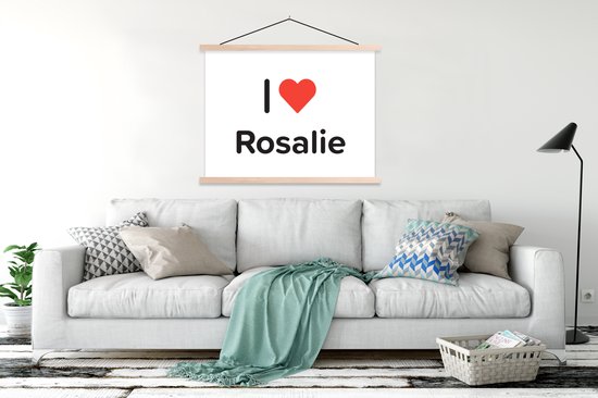 Porte-affiche avec affiche - Affiche scolaire - I love - Rosalie - Fille - 120x90 cm - Lattes vierges