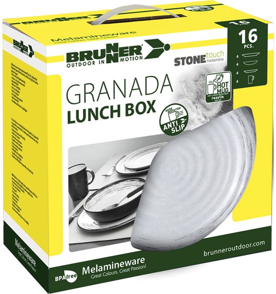 Brunner - Camping Serviesset - Granada - Lunch Box - 16 delig - Melamine - Vaatwasserbestendig - BPA-vrij — afbeelding 2