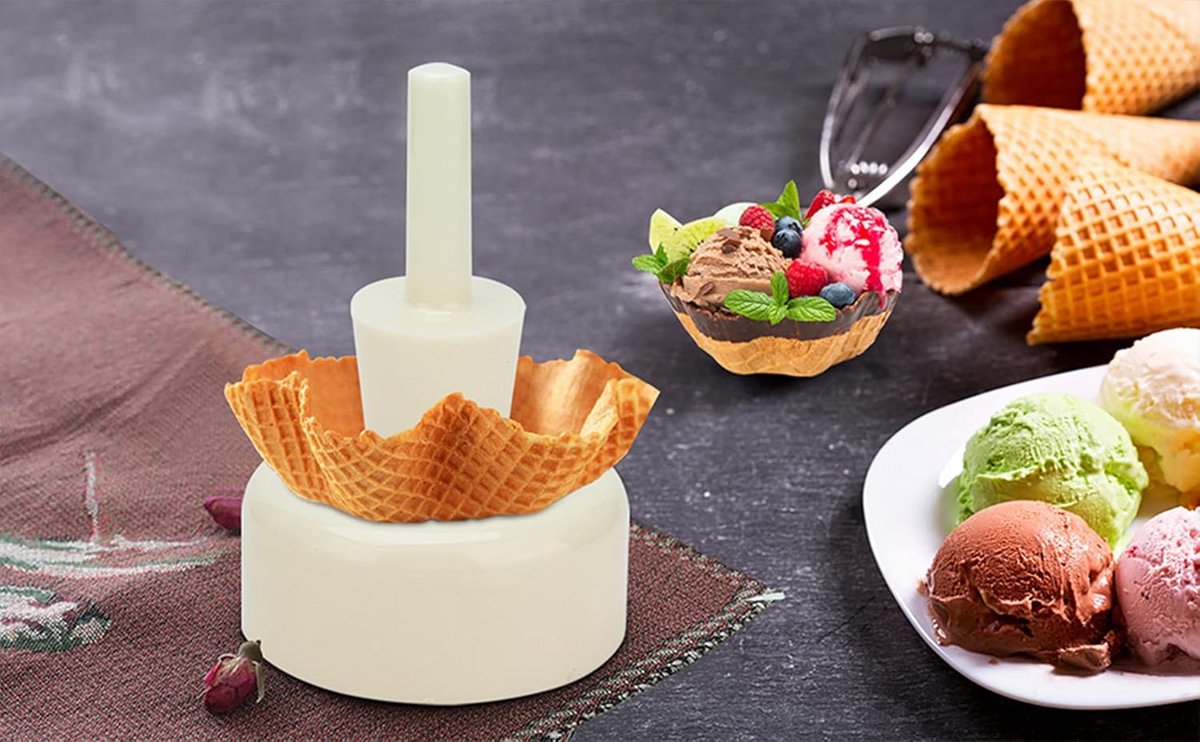 Wafelvorm Set voor Knapperige IJsschaaltjes en Hoorntjes - Omelet Vorm