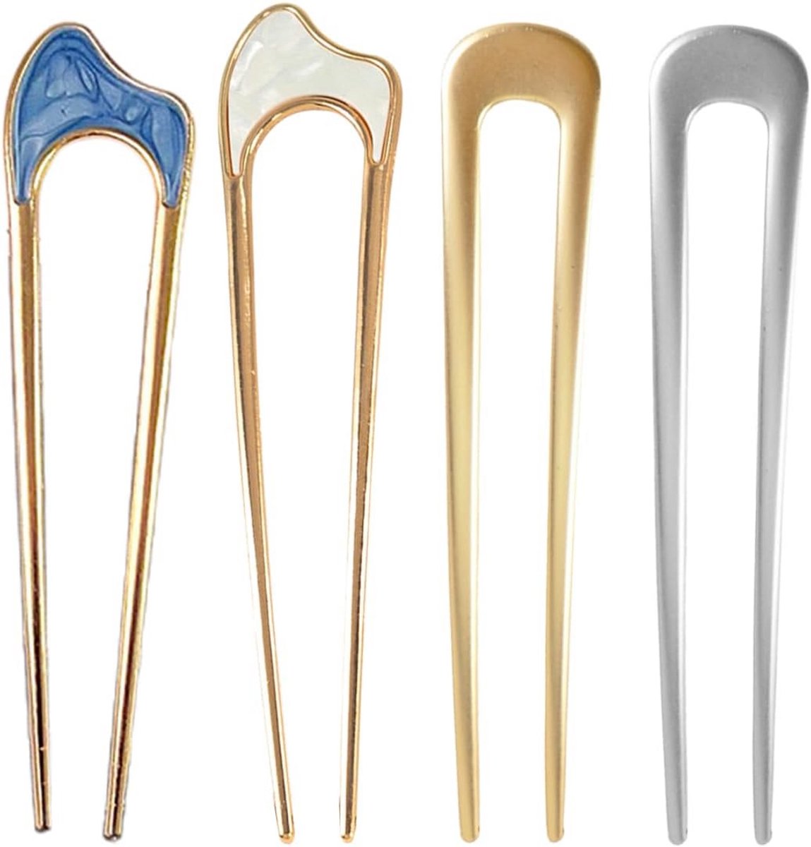 Set van 4 Metaal U-Vormige Haarspelden voor Kapsels en Chignons