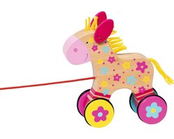 Houten Trektouw Speelgoed Paard voor Baby's en Peuters - Loopwagen voor Eerste Stapjes
