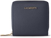 Lazarotti Leren portemonnee Bologna Leather Zip Wallet With 6 Card Slots Navy donkerblauw