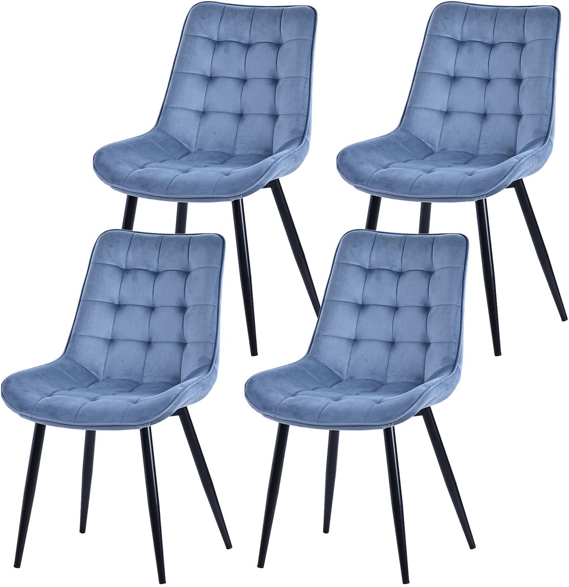 HOMAVO YZ2 Set van 4 Eetkamerstoelen – Velvet/Fabric Stoelen met Metalen Poten – 53x62.5x88 cm – Comfortabel & Stijlvol – Modern Design