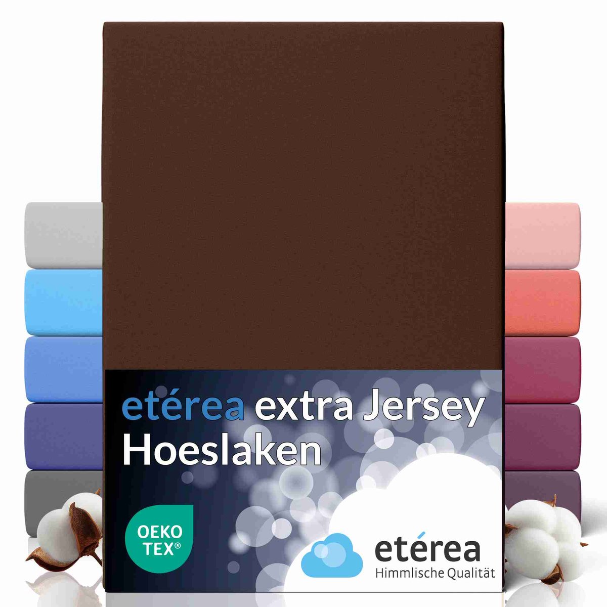 etérea Extra Jersey Hoeslaken 240x220 cm - Oekotex - 100% katoen - bis 35 cm - Bruin