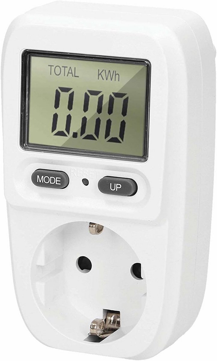 Energieverbruik Meter met LCD Scherm en Schuko Stopcontact voor Stroomkosten Meten