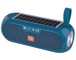 Luidspreker - Draadloze luidspreker op zonne-energie - 19×7×7 cm - Oplaadbaar via USB - Compatibel met smartphones, tablets, pc's, tv's, FM-radio's en TF-kaarten - Geschikt voor thuis, feestjes, kamperen en reizen - Blauwgroen