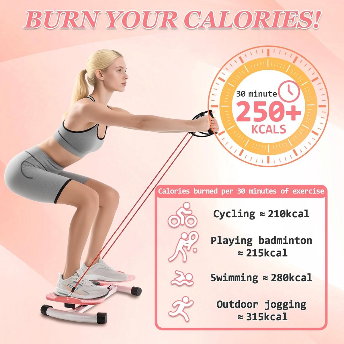 Fitness Draaibord met Weerstandsbanden voor Taille, Buikspieren & Balans - Max. 120 kg