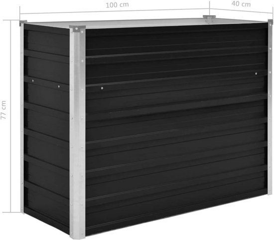 TTL GARDEN Fusion 6-in-1 Verhoogde Metalen Bloembak – Antraciet, 45 Cm Hoog, 60 Cm Breed, Golfplaat, Ovaal, Stabiel, Voor Groenten, Kruiden En Bloemen