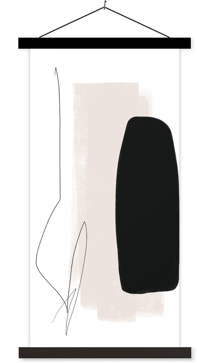 Posterhanger incl. Poster 60x120 cm - Schoolplaat - Verf - Line art - Abstract - Textielpo