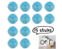 15-delige set haarverwijderaars - Nylon magische pluizenballen voor voorladers - Pluis- en vuilverwijderende wasballen - Anti-klit pluizenballen - Lichtblauw