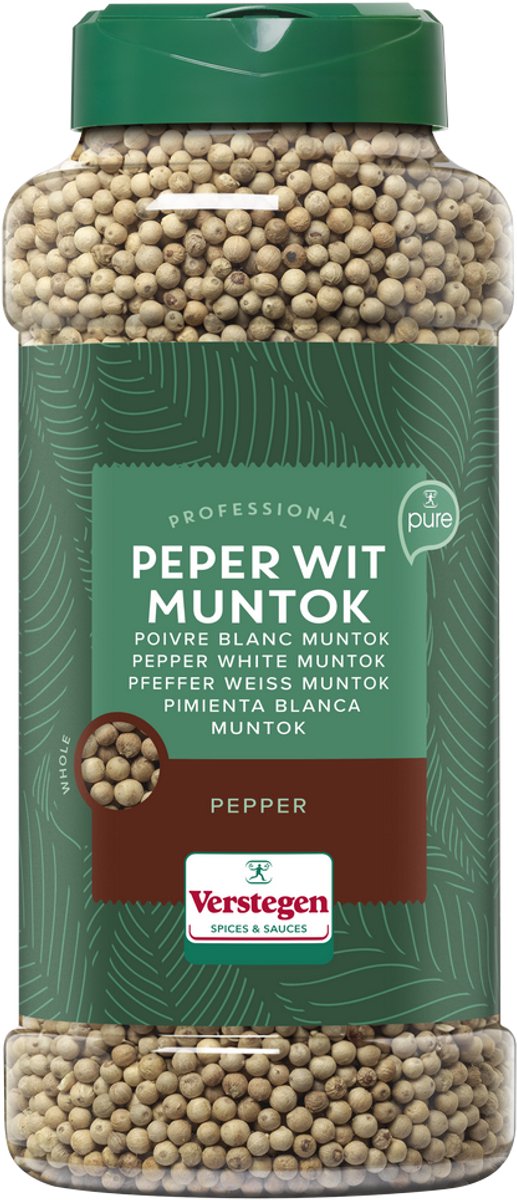 Verstegen - Peper wit Muntok heel - Pure - Strooibus large - Peper & zout - 660g