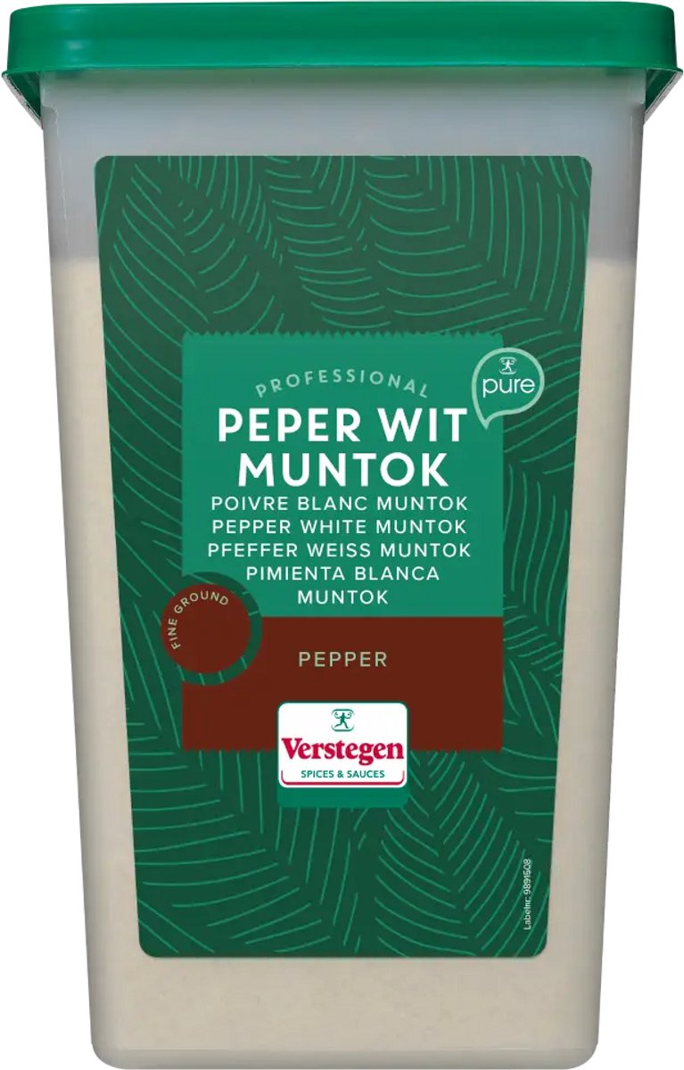 Verstegen - Peper Wit Muntok gemalen - Pure - XL doos - Kruiden & specerijen - 1,5kg